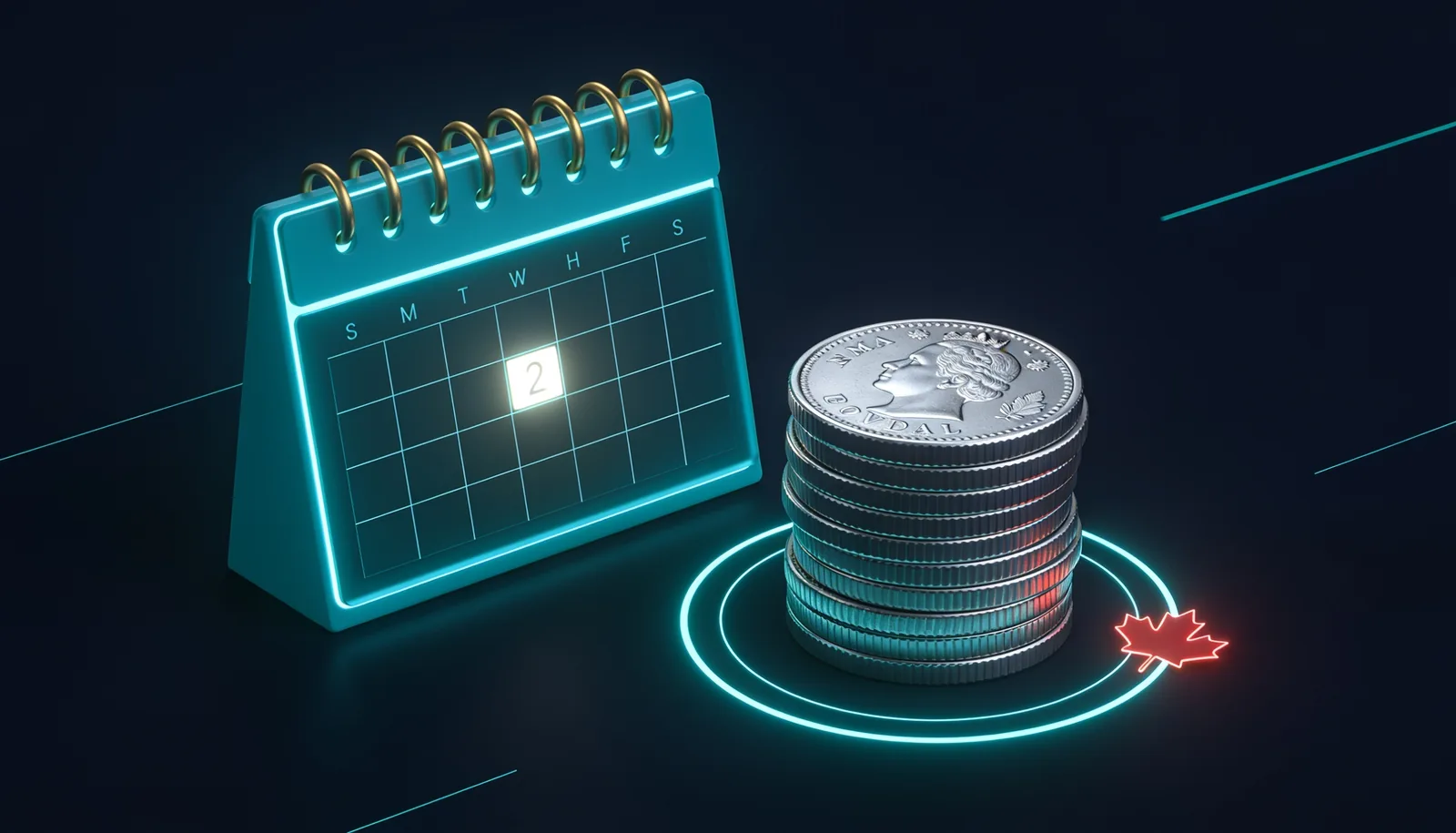 CPP disability payment dates 2026 calendar with monthly deposit day highlighted and protected stack of Canadian coins